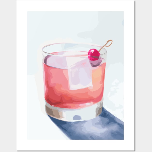 Cocktail with Cherry Wall Art by maxcode